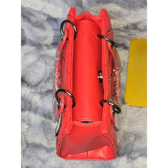 NWT Badgley Mischka Red Quilted Small Handle Tote Bag with Studs msrp $130 - Picture 4 of 10